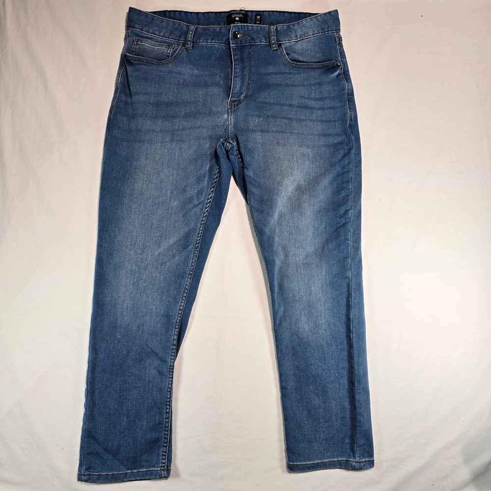 Union Sea WA Mens 36x30 Medium Wash Blue Straight Leg Stretch Jeans HB219008
